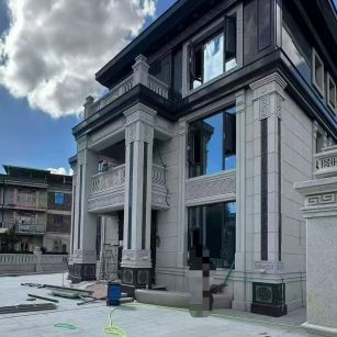 佳木斯 别墅干挂，芝麻白与芝麻黑完美配合