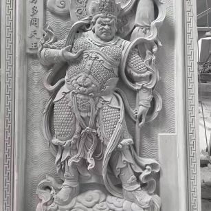 佳木斯 芝麻灰花岗岩人物雕刻——多闻天王